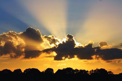 Silhouette of trees against sky at sunset