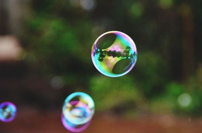 Close-up of bubbles in rainbow