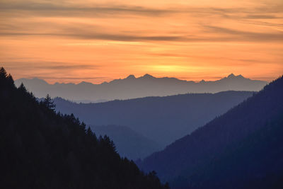 Scenic view of mountains against dramatic sky