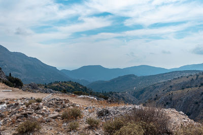 Scenic view of mountains against sky