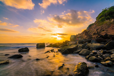 Scenic view of sea against sky during sunset