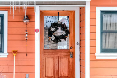 Closed door of building