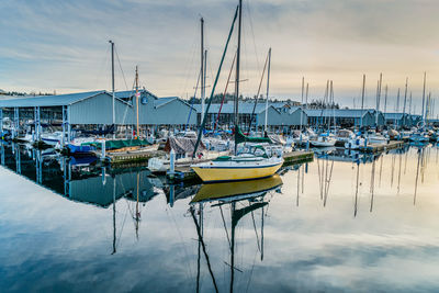 A view of boats at the marina in edmonds, washington.