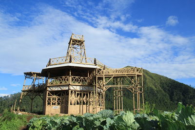 Low angle view of temple against sky