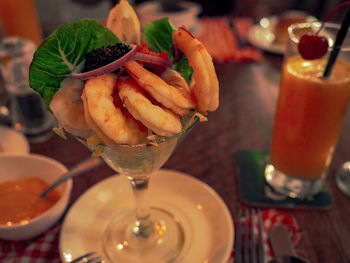 Close-up of food on table in restaurant