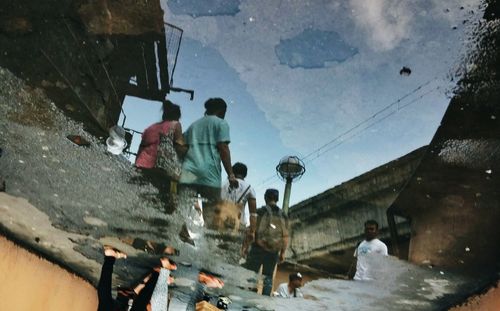 People working in water