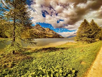 Scenic view of lake against sky