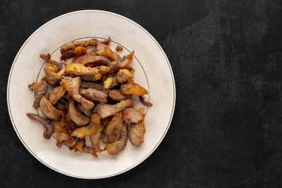 Directly above shot of food in plate on table