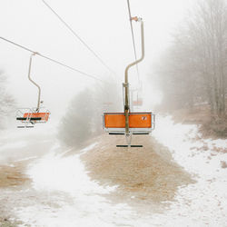 Empty ski lift against sky