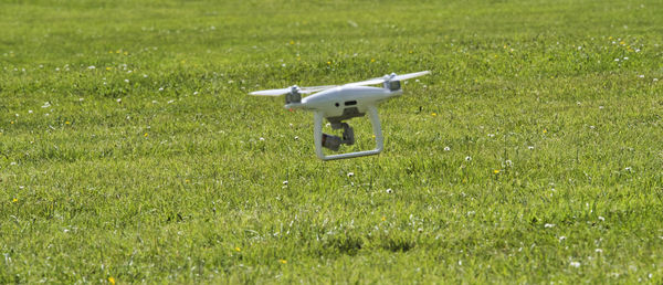 View of camera on grassy field