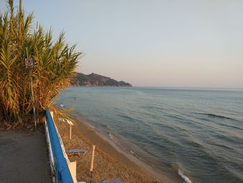 Scenic view of sea against clear sky