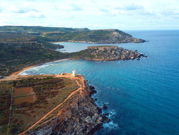 High angle view of sea against sky