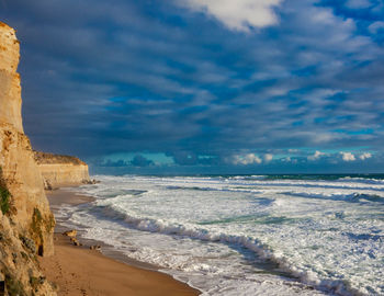 Scenic view of beach against sky