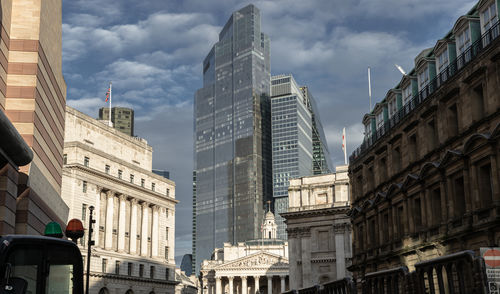 Low angle view of buildings in city