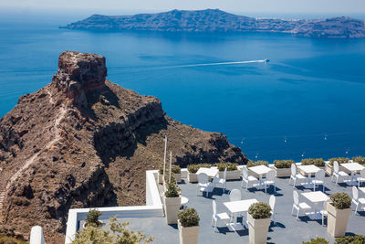 View of the famous skaros rock in santorini