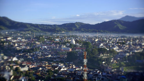 High angle view of townscape against sky