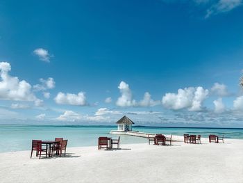 Scenic view of beach against sky