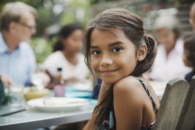 Portrait of smiling girl outdoors