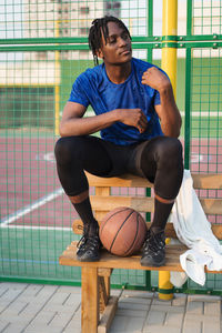 Portrait of the black man with the basketball