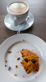 High angle view of coffee on table