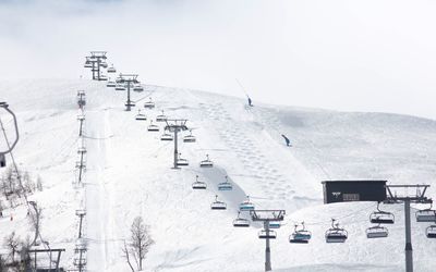 Snow covered mountain against sky