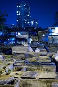 View of city at night