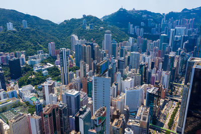 Aerial view of modern buildings in city