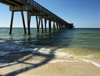 Scenic view of sea against blue sky