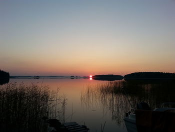 Scenic view of sunset over lake