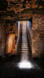 Old abandoned building in tunnel