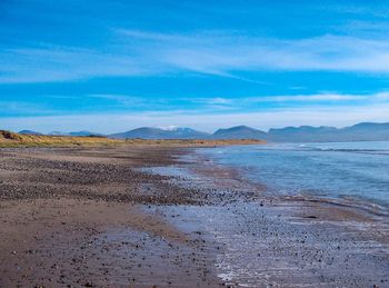 Scenic view of sea against blue sky