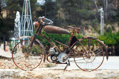 Bicycle parked on field