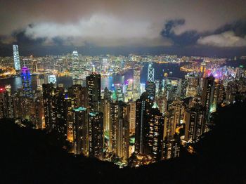 Illuminated cityscape at night