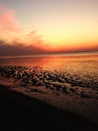 Scenic view of sea at sunset