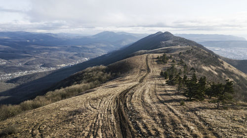 Scenic view of mountains against sky