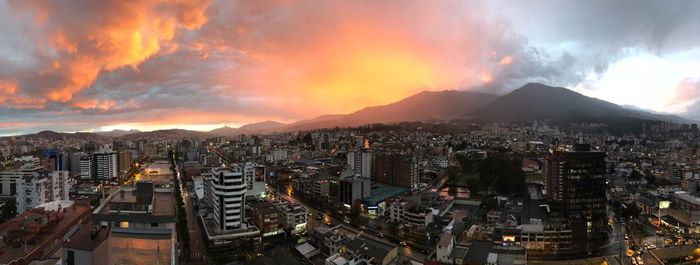 Panoramic view of cityscape against sky