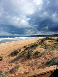 Scenic view of beach against sky