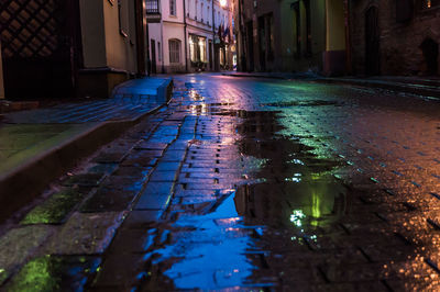 Puddle in city during rainy season