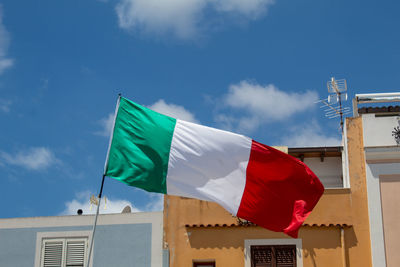 An italian flag blowing in the wind