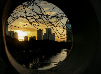 View of cityscape at sunset