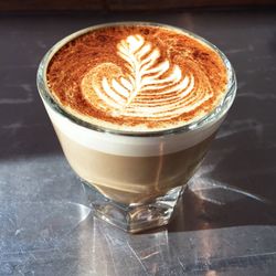 Close-up of cappuccino on table