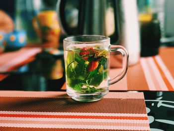 Close-up of tea served on table