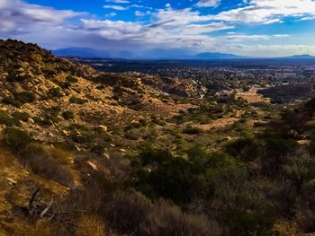 Aerial view of landscape against sky