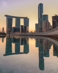 Reflection of city in water