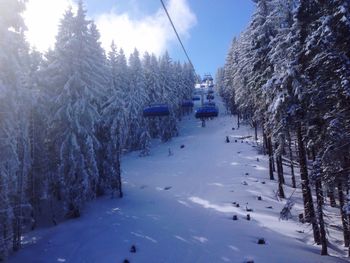 Scenic view of snow covered mountains against sky