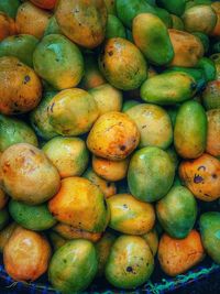 High angle view of fruits for sale at market stall