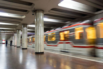 Blurred motion of illuminated city at night