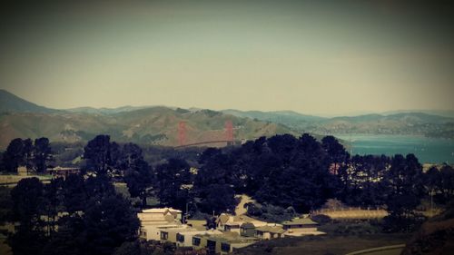 Scenic view of mountains against clear sky