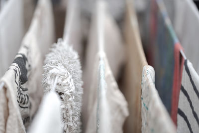 Close-up of clothes hanging on display at store