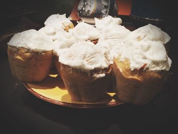 Close-up of ice cream on table